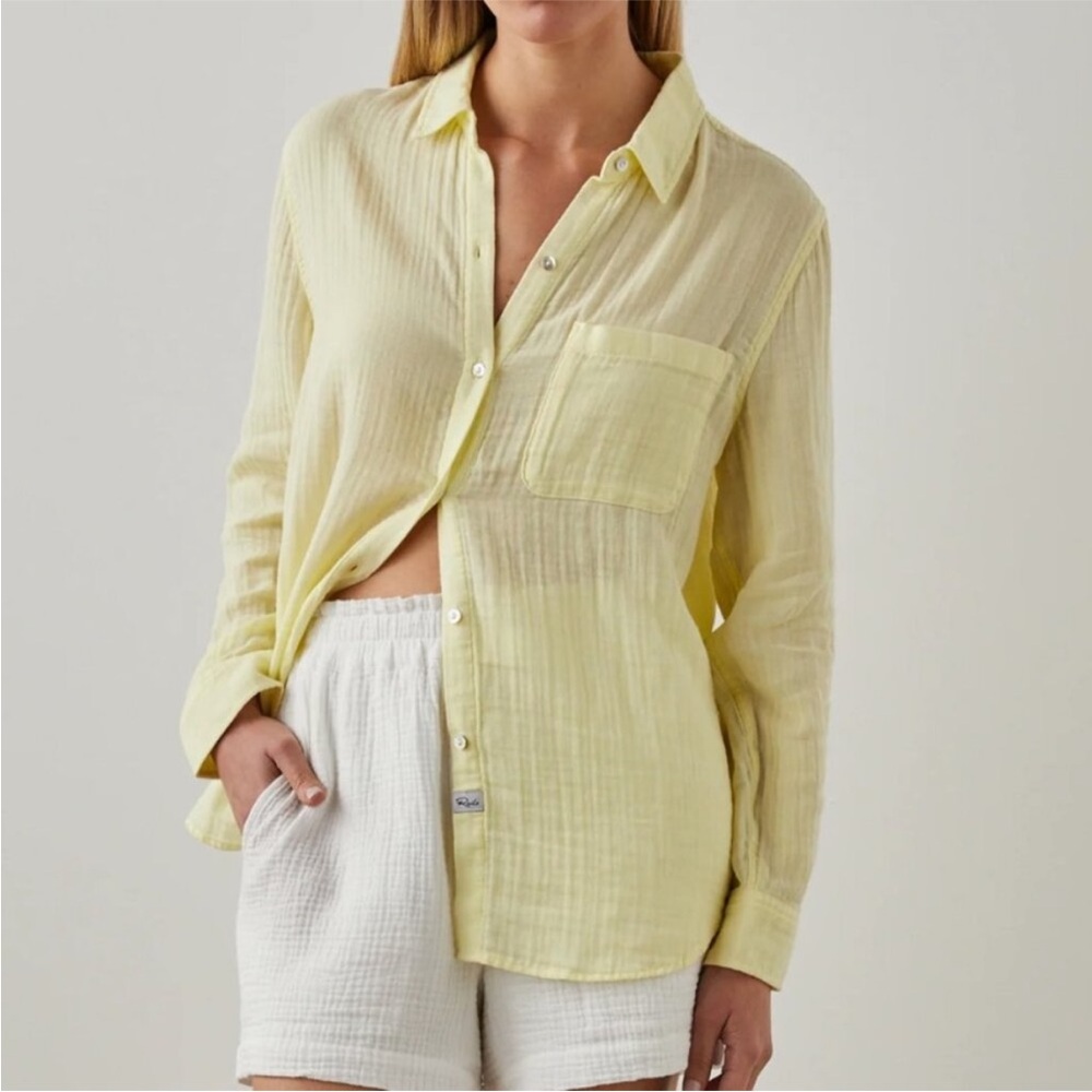 Rails Ellis Button Down Gauze Shirt Citron Yellow